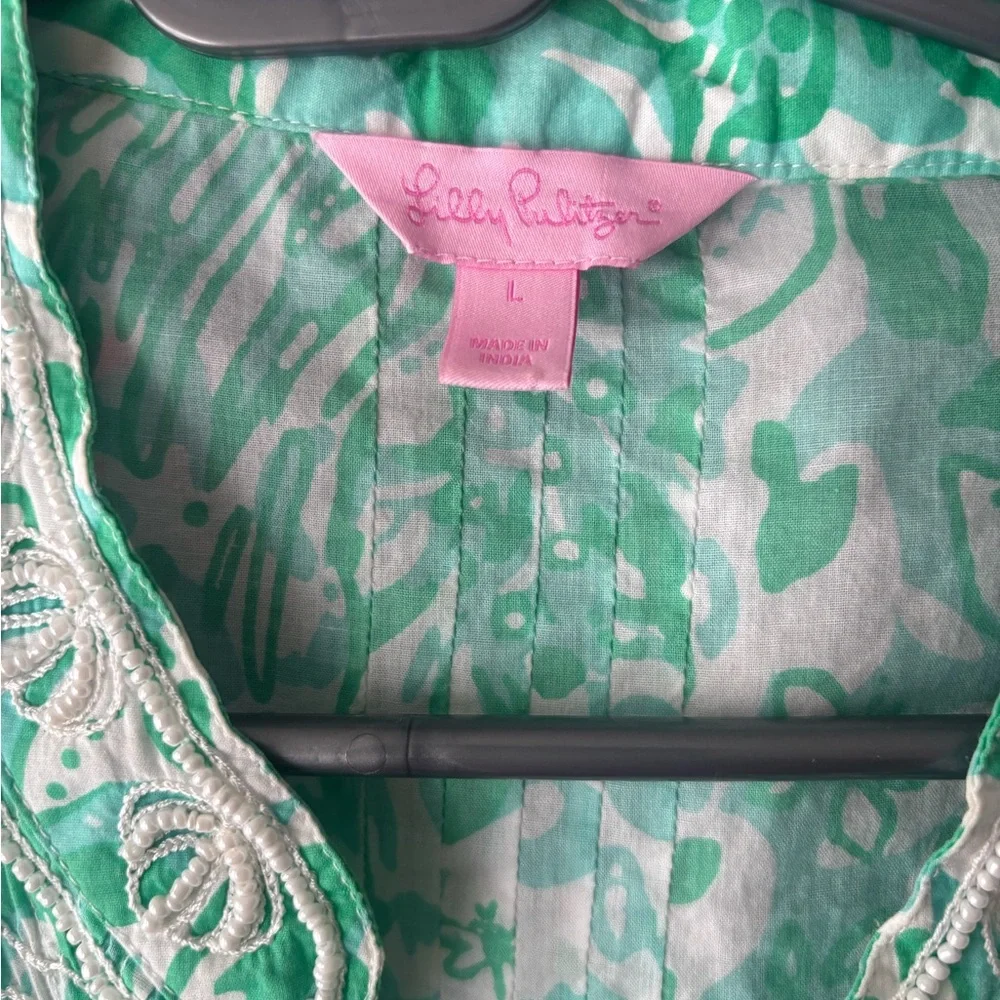 Lilly Pulitzer light cotton beaded tunic Large - Picture 3 of 4